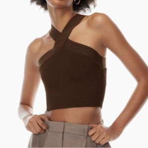 Aritzia Babaton Sculpt Knit Criss Cross cropped tank, Small